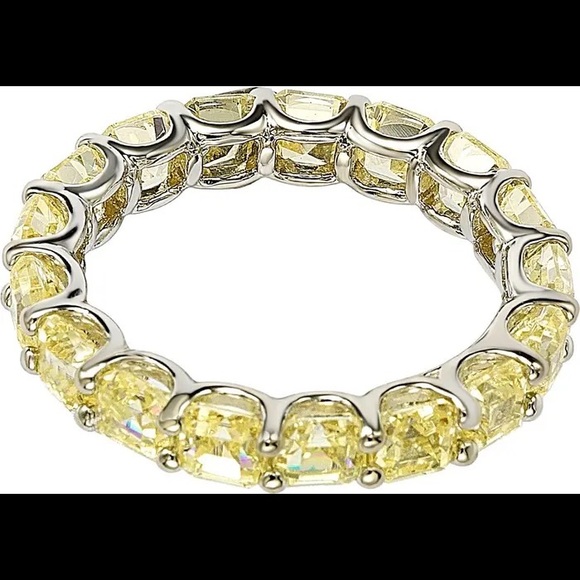 SUZY LEVIAN Sterling Silver Yellow CZ Modern Eternity Band Ring Size 7 NWT - Picture 4 of 6